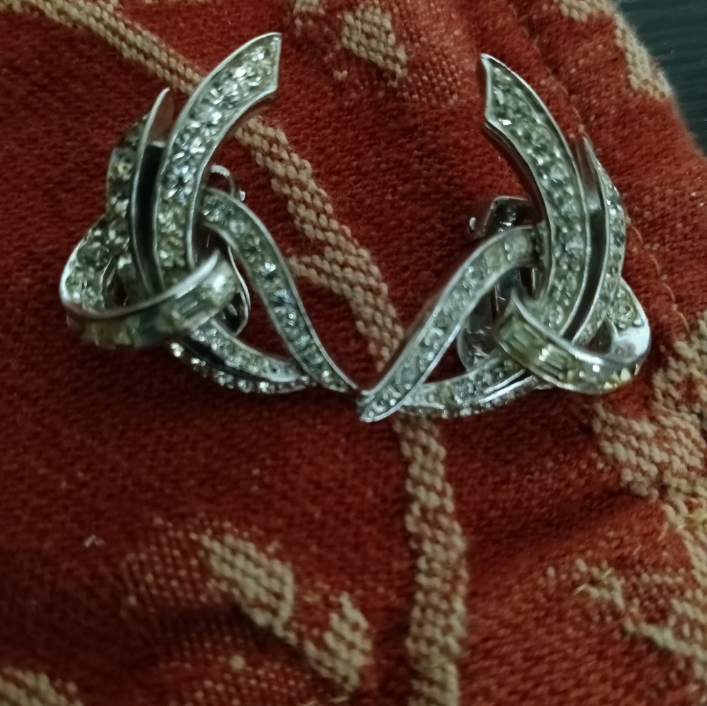 Vintage Clip CZ earrings